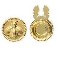 Stainless steel button covers round with bee Gold