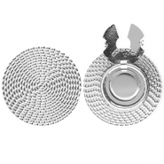Stainless steel button covers round rattan-look Silver