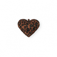 Statement charms heart with leopard print Dark Brown-Black