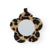 Statement charms mirror flower with leopard print Beige-Dark Brown-Black