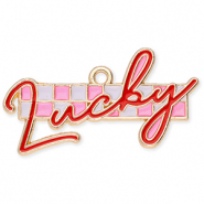 Metal charms "Lucky" Gold-Red-White-Pink