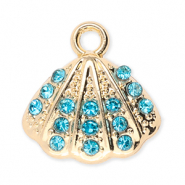 Metal charms shell with strass Gold-Blue