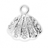 Metal charms shell with strass Silver-Transparent