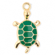 Metal charms turtle Gold-Green