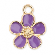 Metal charms flower Gold-Purple