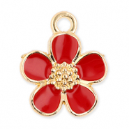 Metal charms flower Gold-Red