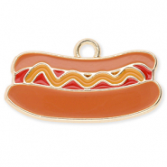 Metal charms hotdog Gold-Brown-Red-Mustard Brown
