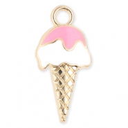 Metal charms ice lolly Gold-White-Light Pink