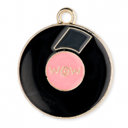 Metal charms LP "Wow" Gold-Black-Pink