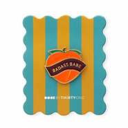 BY31® Pin "Badass babe" on card Teal Blue-Burnt Orange-Salmon Pink-Bordeaux-Gold