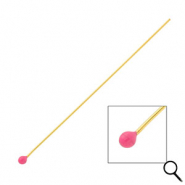 BY31&reg; Stainless steel findings headpins with ball 70mm Gold-Magenta Pink