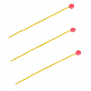 BY31&reg; Stainless steel findings headpins with ball 35mm Gold-Red