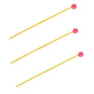 BY31&reg; Stainless steel findings headpins with ball 35mm Gold-Magenta Pink