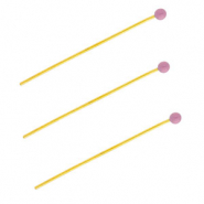 BY31&reg; Stainless steel findings headpins with ball 35mm Gold-Lavender Purple