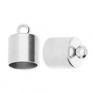 Stainless steel findings end cap &Oslash;8mm with loop Silver