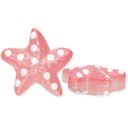 Handmade glass beads starfish Transparent Coral Pink-White