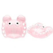 Handmade glass beads crab Transparent Coral Pink-White-Black