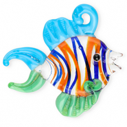 Handmade glass charms fish Transparent-Blue-Green-Orange