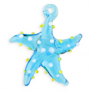 Handmade glass charms starfish Transparent Blue-White-Yellow