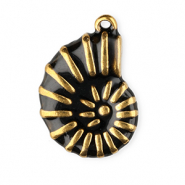 Stainless steel charm enamel shell Gold-Black