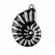 Stainless steel charm enamel shell Silver-Black