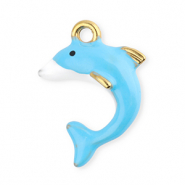 Stainless steel charms dolphin Gold-Light Blue-White-Black