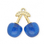 Acrylic charms cherries Gold- Blue Glitter
