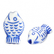 Acrylic beads fish White-Delft Blue