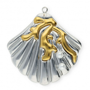 Stainless steel charms shell with imitation pearls Silver-Gold-White