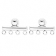 BY31&reg; Stainless Steel findings earrings&nbsp;/&nbsp;earpins bar with 4 loops Silver