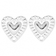 BY31&reg; Stainless Steel findings earrings&nbsp;/&nbsp;earpins heart with loop Silver
