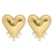 BY31&reg; Stainless Steel findings earrings&nbsp;/&nbsp;earpins heart with 5 loops Gold