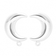 BY31&reg; Stainless Steel findings earrings&nbsp;/&nbsp;earpins moon with loop Silver