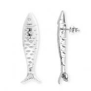 BY31&reg; Stainless Steel findings earrings&nbsp;/&nbsp;earpins fish with loop Silver