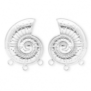 BY31&reg; Stainless Steel findings earrings&nbsp;/&nbsp;earpins shell with 3 loops Silver