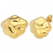Stainless steel findings earrings / earpin irregular with loop Gold
