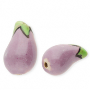 Beads ceramic eggplant Dusty Mauve-Green