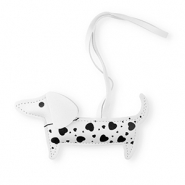Statement charms dachshund with hearts White-Black