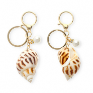 Keychain shell with pearl Brown-Gold