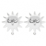 BY31&reg; Stainless Steel findings earrings&nbsp;/&nbsp;earpins sun with face with loop Silver