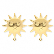 BY31&reg; Stainless Steel findings earrings&nbsp;/&nbsp;earpins sun with face with loop Gold