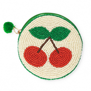 Purse round with cherries Off White-Green-Brown-Red