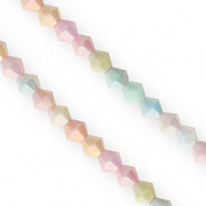 Top faceted beads bicone 6mm Multicolour Pastel-AB Coating