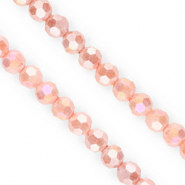 Round top faceted beads 6mm Salmon Pink-AB Coating