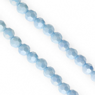 Round top faceted beads 6mm Blue-AB Coating