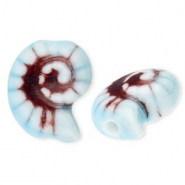 Beads ceramic shell Light Blue-Brown
