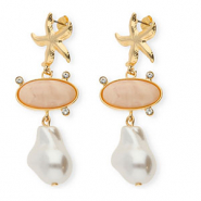 Trendy earrings&nbsp;/&nbsp;earpins with stainless steel post Gold-Beige-White