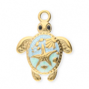 Stainless steel charms turtle Gold-Mint Green-Light Blue