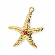 Stainless steel charms starfish Gold-Red