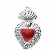 Stainless steel charms heart Silver-Red
